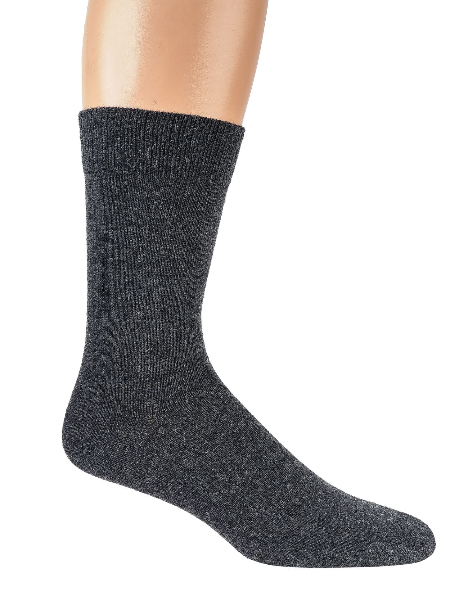 Anthrazit Wollsocke mit Alpakawolle, feine weiche Ware, glattgestrickte Optik