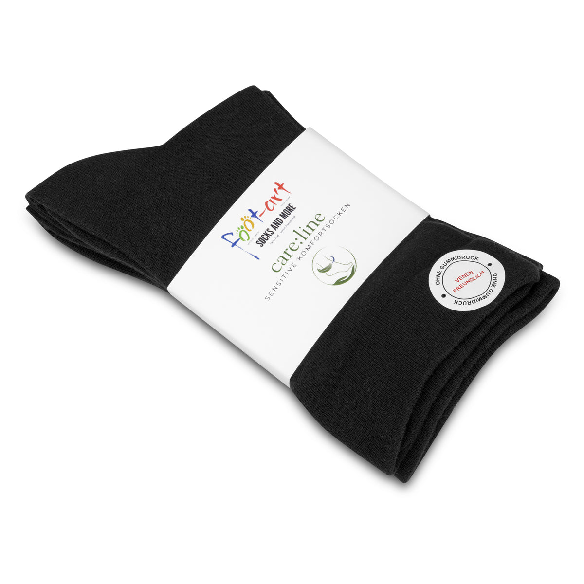 foot-art care:line schwarze Socken mit extra weitem Bund für sensible und druckempfindliche Füße