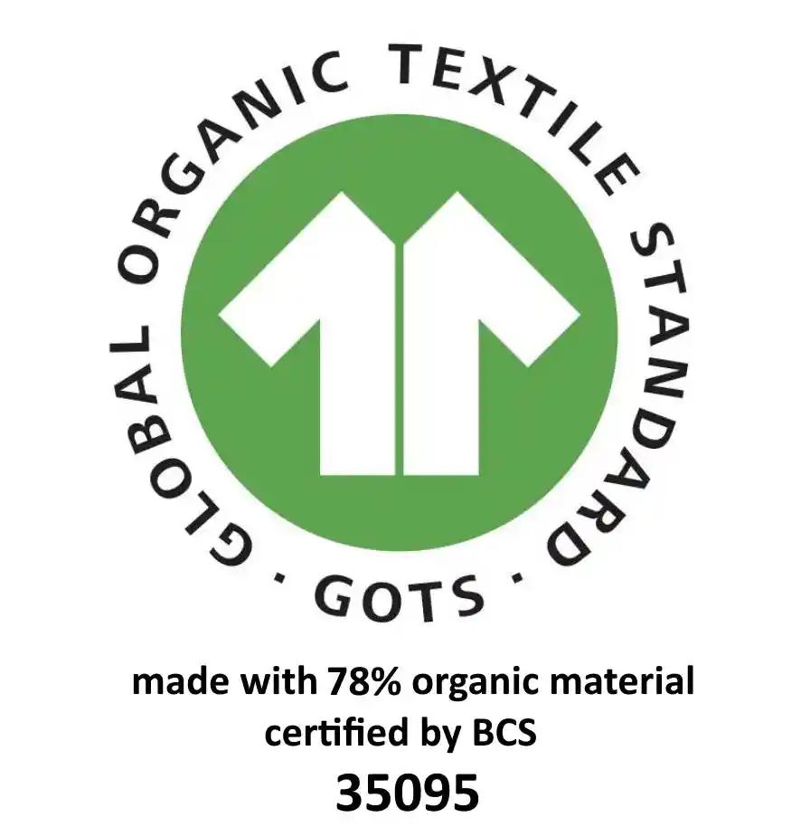 GOTS Siegel für Bio Baumwolle Socken, made with 78% organic material, BCS 35095