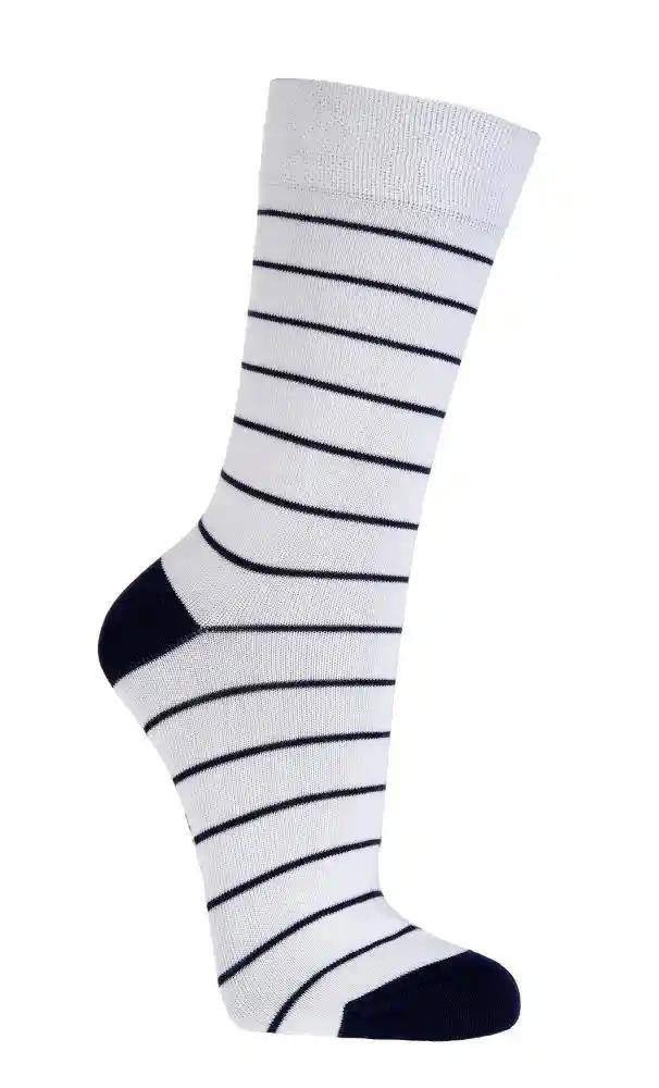 Bio Socken maritim Ringel weiß blau aus Biobaumwolle, flache Zehennaht, formstabil durch Elasthan
