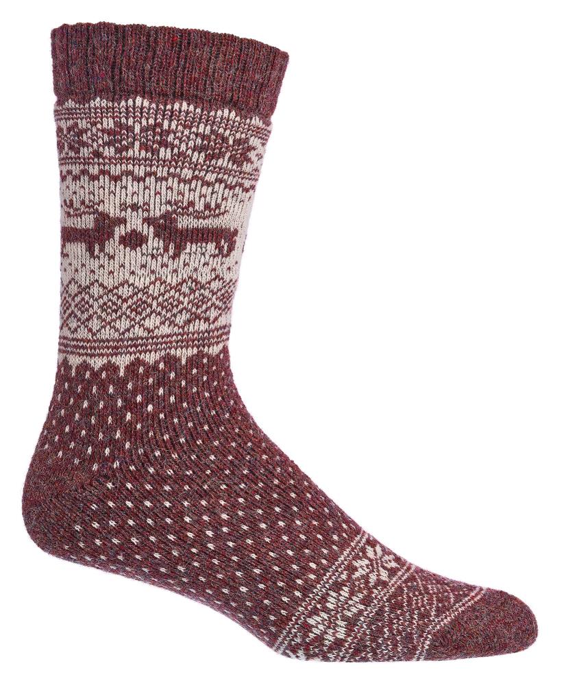 Norweger Socken bordeaux mit Merino und Alpakawolle, warme Wollsocken, Norweger Design