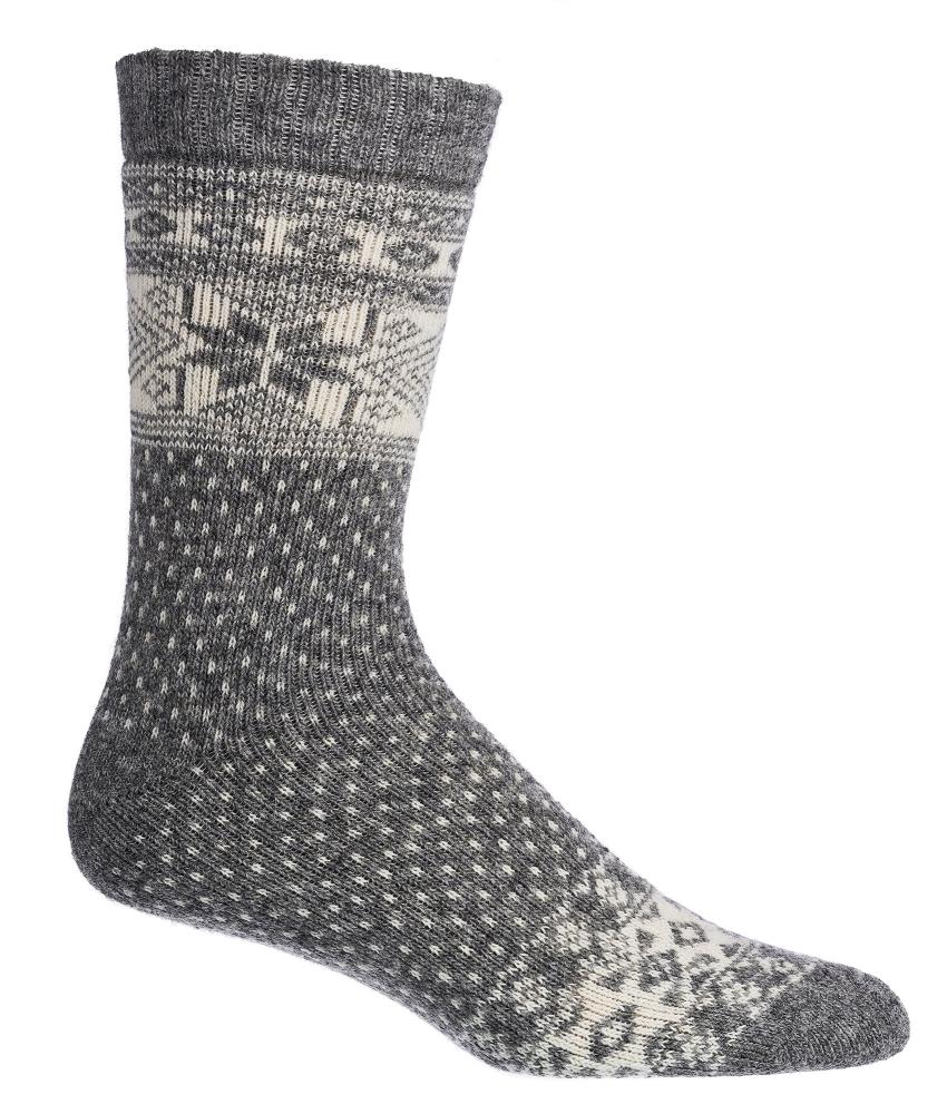 Norweger Socken grau mit Merino und Alpakawolle, Winter Wollsocken mit Norweger Dessin