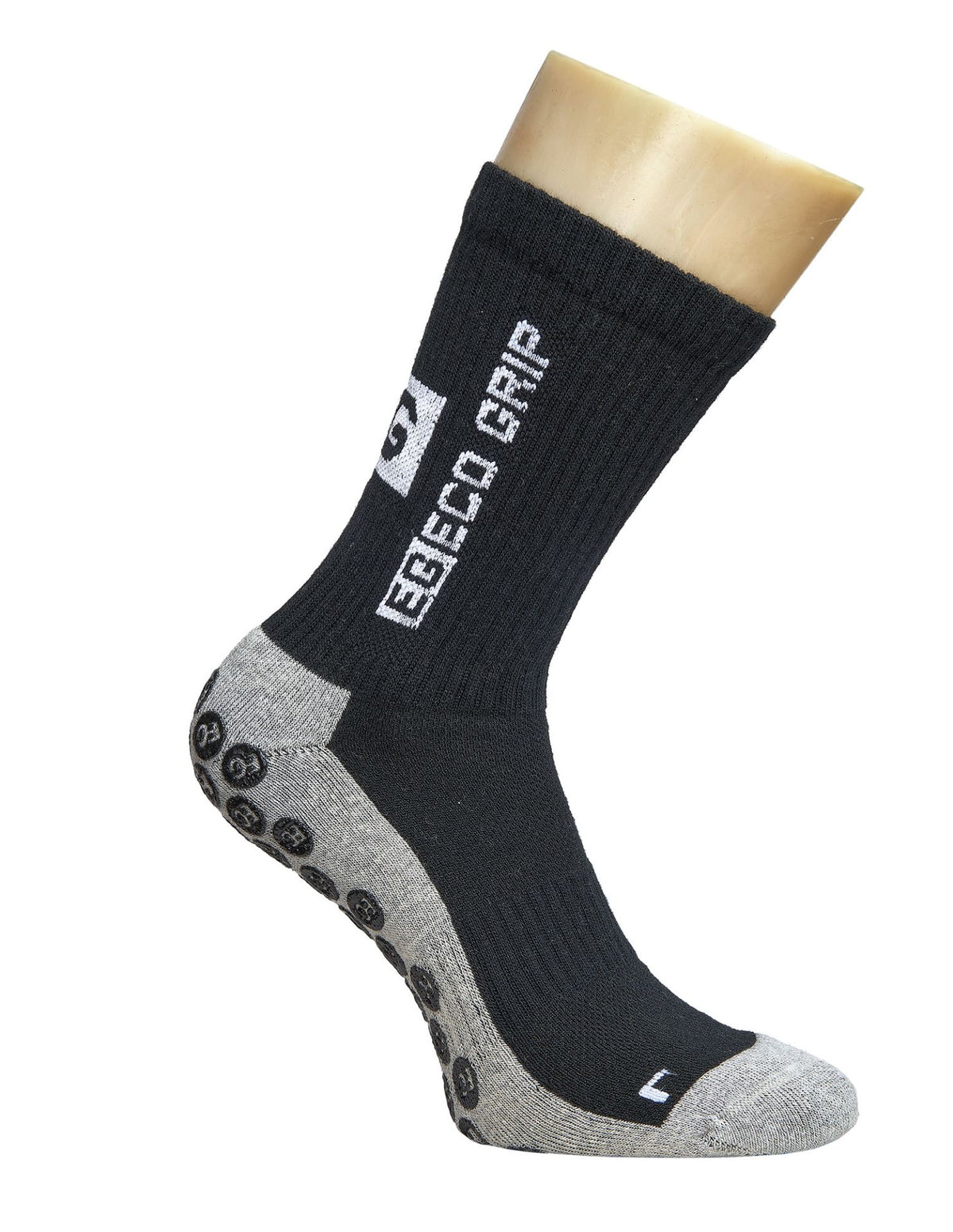 Schwarze COOLMAX Eco Grip Sportsocken mit rutschhemmender Grip-Sohle, Fersenhalt und Polsterzonen