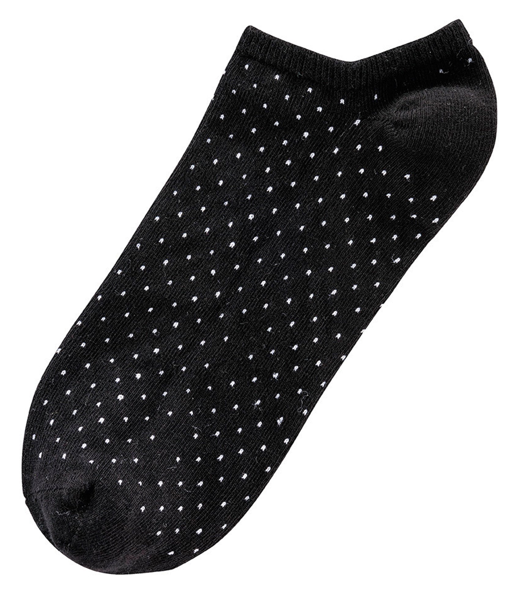Schwarze Sneaker Socken black&white gepunktet aus gekämmter Baumwolle, kurze Form