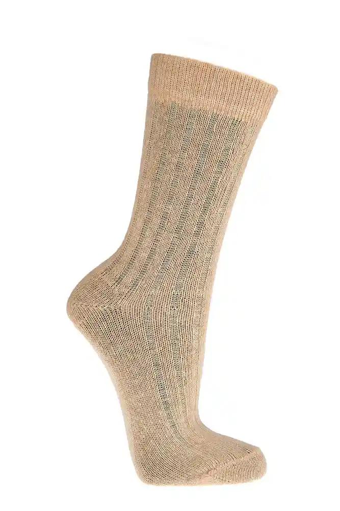 Socken mit Merinowolle und Kaschmir in beigemelange am Fuß getragen, supersoft und kuschelig
