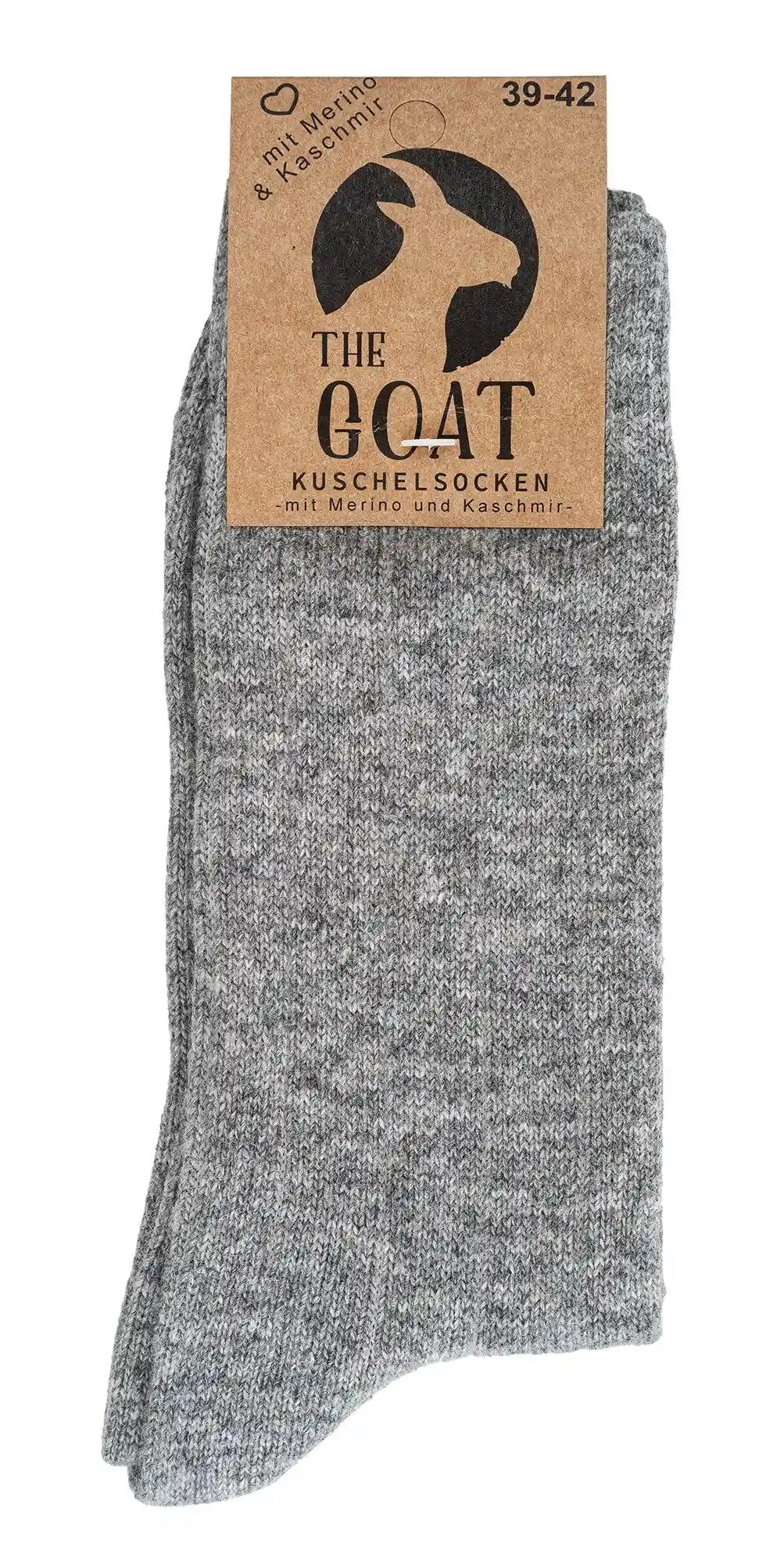 Socken mit Merinowolle und Kaschmir mit Etikett in graumelange, 4/2 Ripp Struktur, 2 Paar