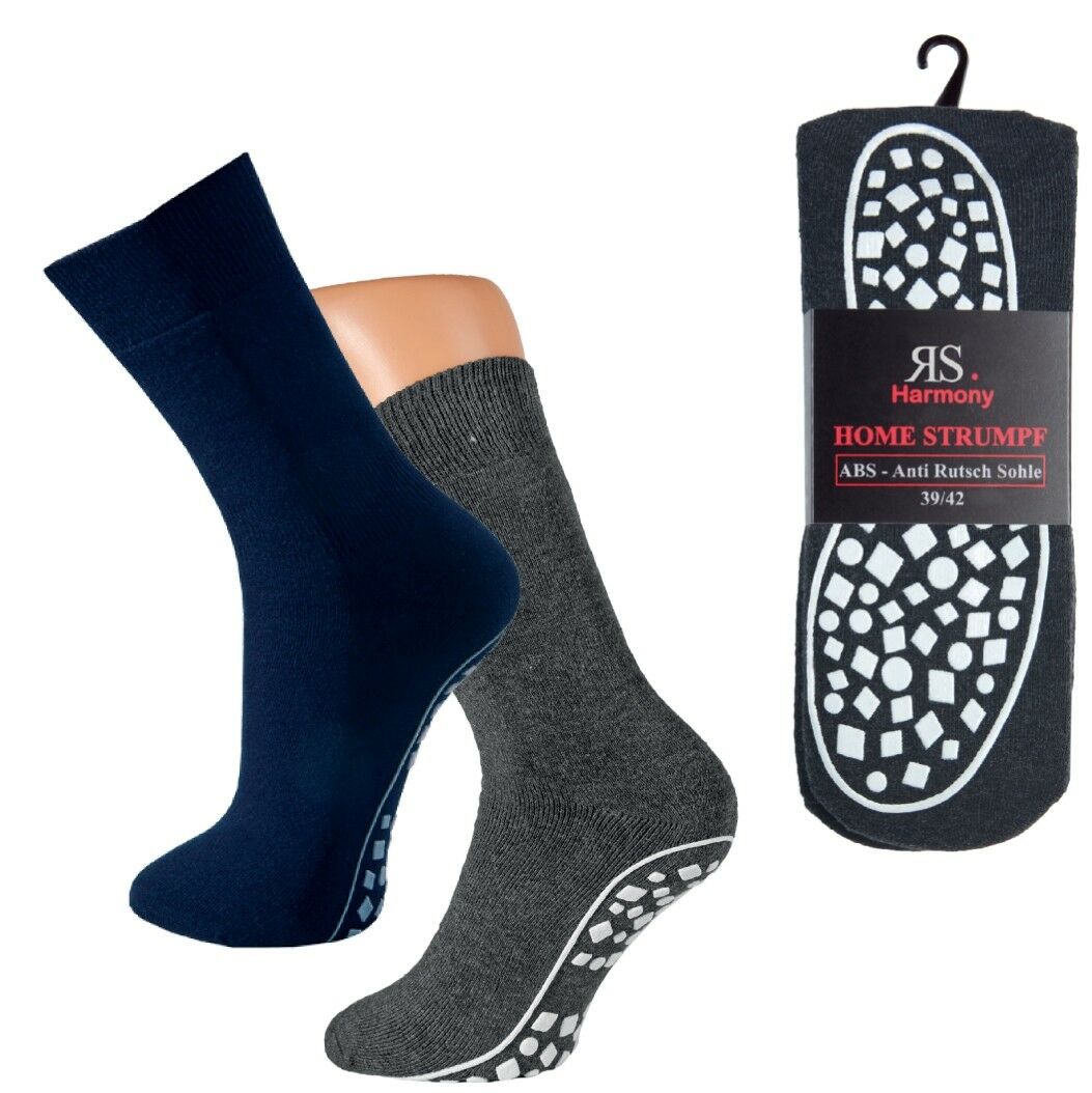 Stoppersocken ABS Anti Rutsch Sohle Detail, warmes Innenfrottee, Anthrazit oder Marine