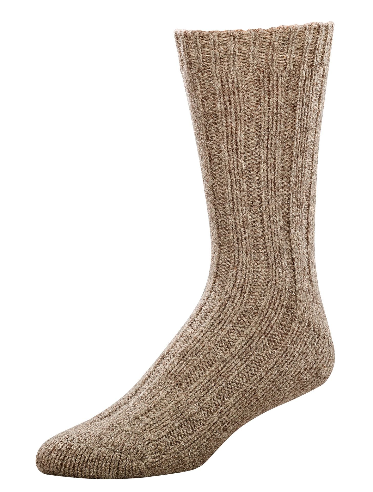 Braune Wollsocken aus 100% Schafwolle Virgin Wool im Grobstrick, klassischer Look