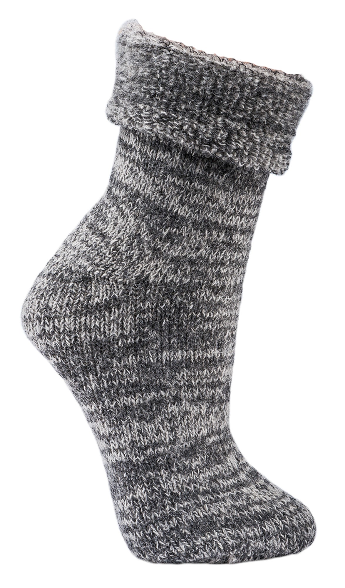 Wowerat Thermo-Wollsocken in Graumelange mit weichem Umschlagbund