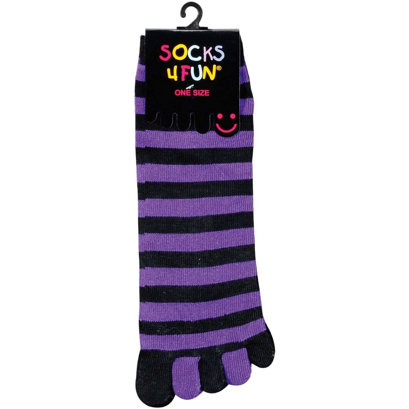 Schwarz lila Zehensocken aus Baumwolle im 2 Paar Pack, weiche 5 Finger Socken in Einheitsgröße