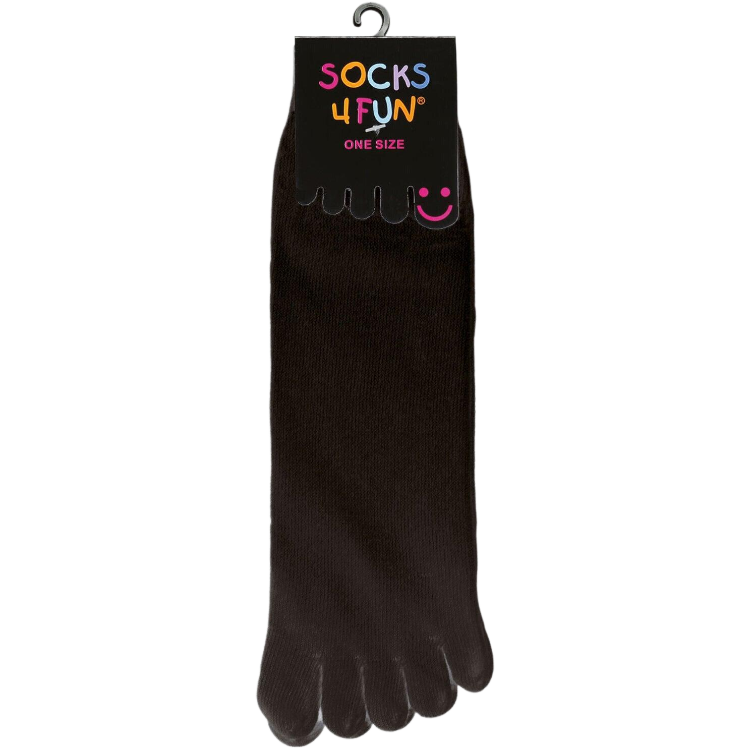 Schwarze Zehensocken aus Baumwolle für Damen Herren und Teenager, 2 Paar in Einheitsgröße