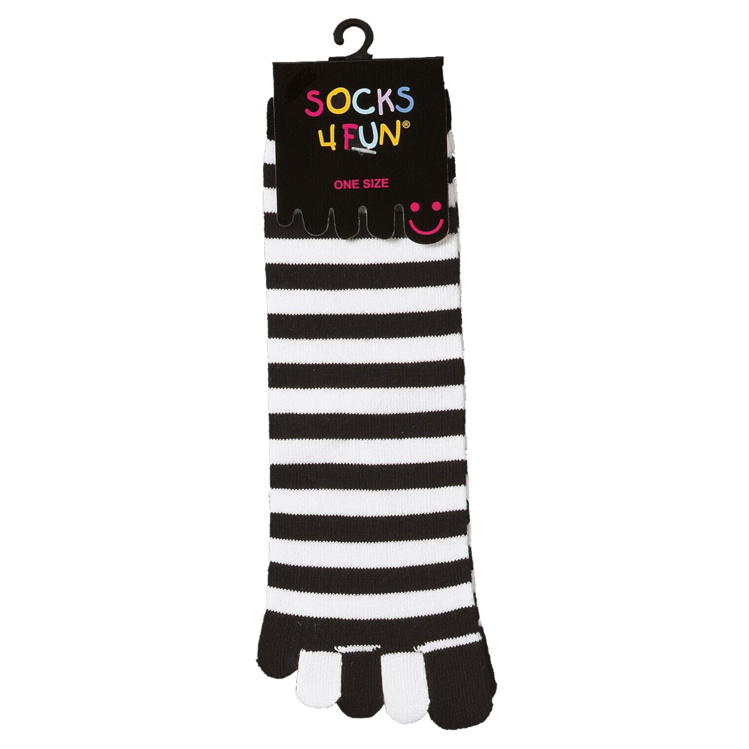 Schwarz weiße Zehensocken aus Baumwolle im 2 Paar Pack, Einheitsgröße mit einzeln gestrickten Zehen