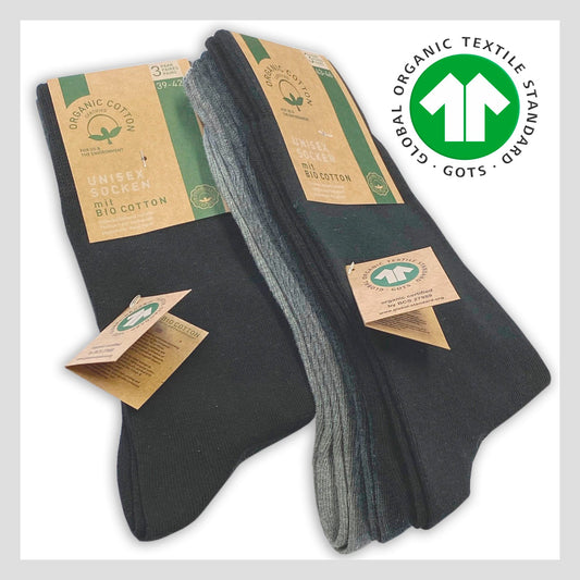 3 oder 6 Paar Socken 97% Bio Baumwolle kbA Biosocken Organic Cotton Unisex