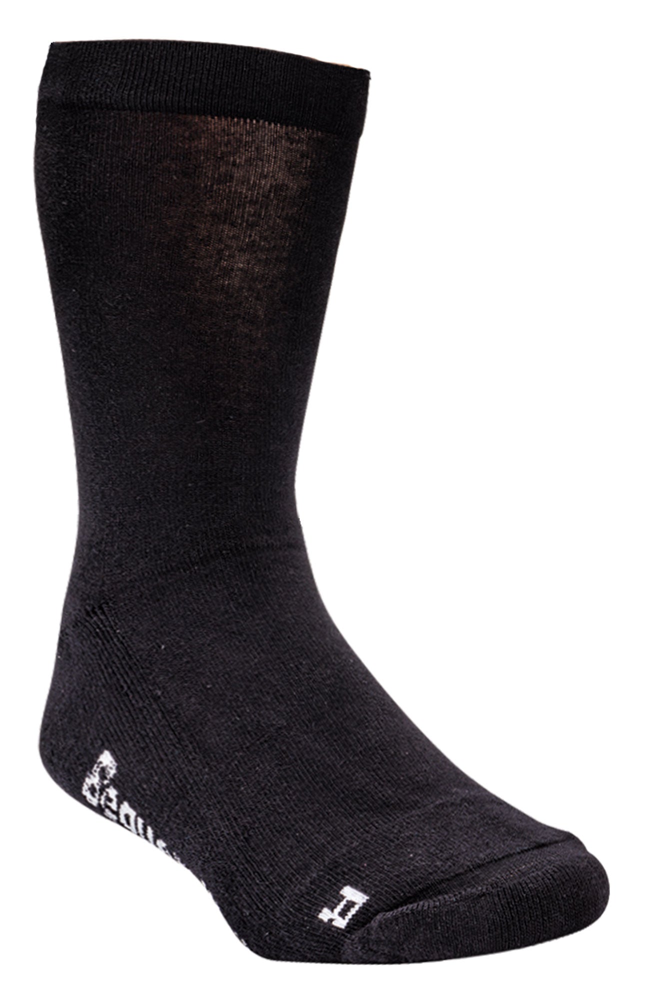 Zeigt die Extra Breite Socke in der Farbe Schwarz. Diabetikersocken auch für verbundene Füße-