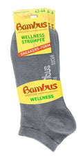 Bambus Viskose Sneaker Socken vielen Farbe bis Übergröße 50 hier in der Farbe Grau mit Etikett versehen.
