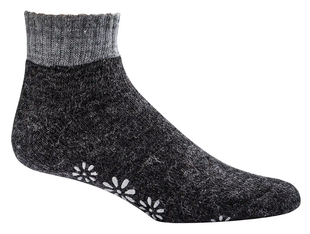2 Paar Kurz-Socken mit Alpaka Wolle und schönen ABS Blumen Eiskristallen Thermo