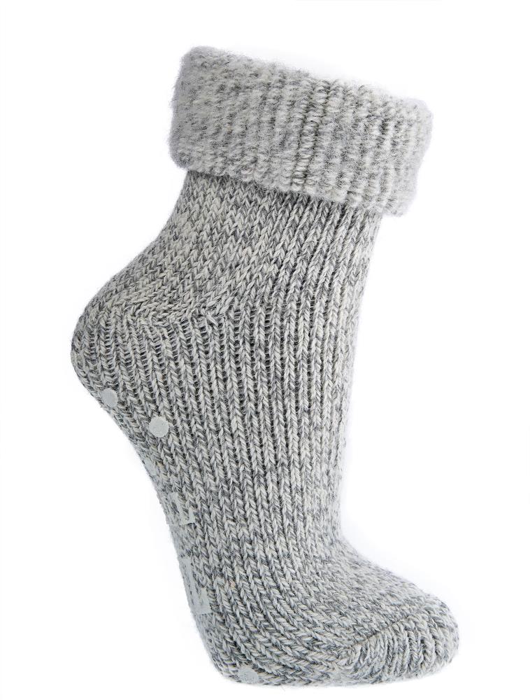  Thermo ABS Socken mit 62% Wolle in modischen Pastellfarben sind hier in der Farbe Grau abgebildet.