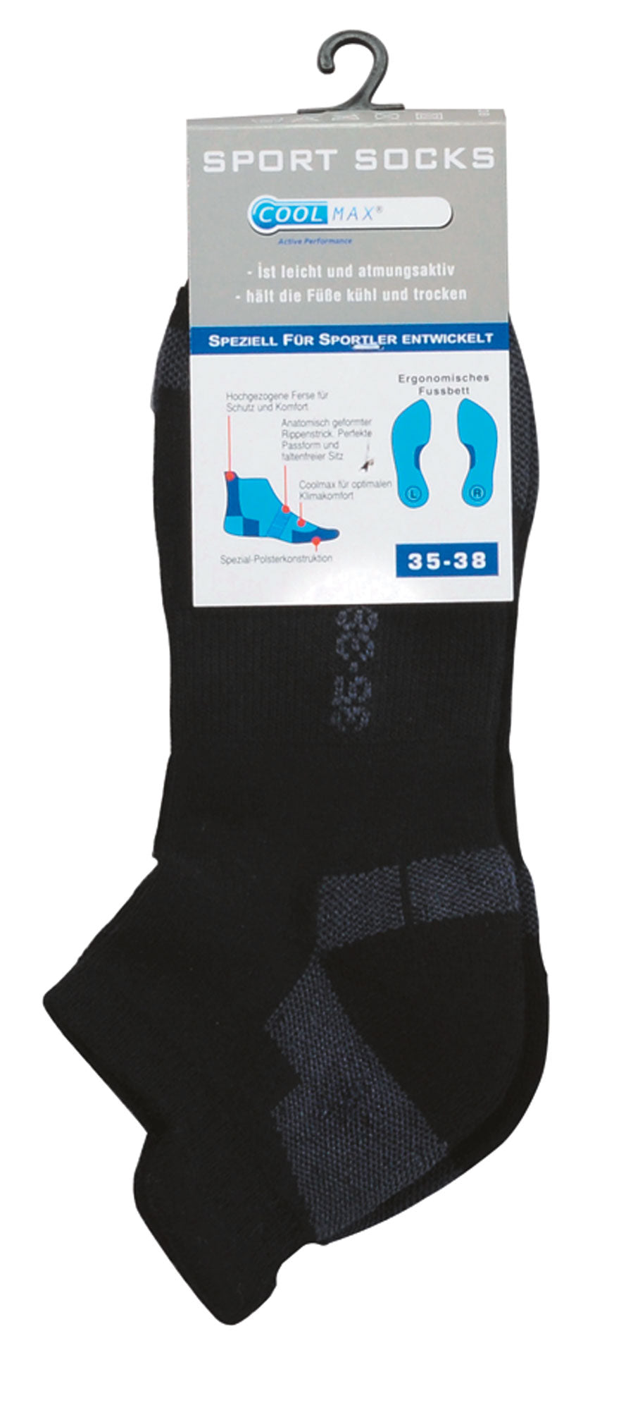 Sport Sneaker Socken mit Coolmax® und spezial Polstern