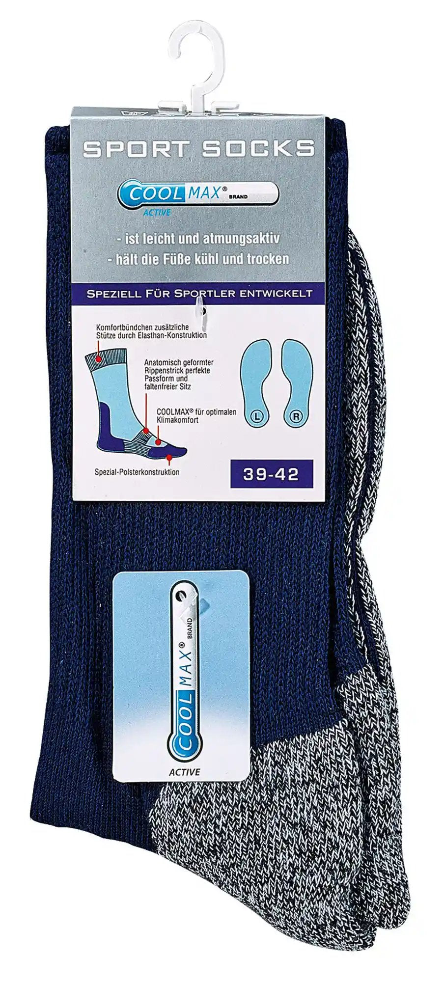 Wandersocken Trekkingsocken Sportsocken Funktionssocken hier in grau mit schwarz abgesetzt.