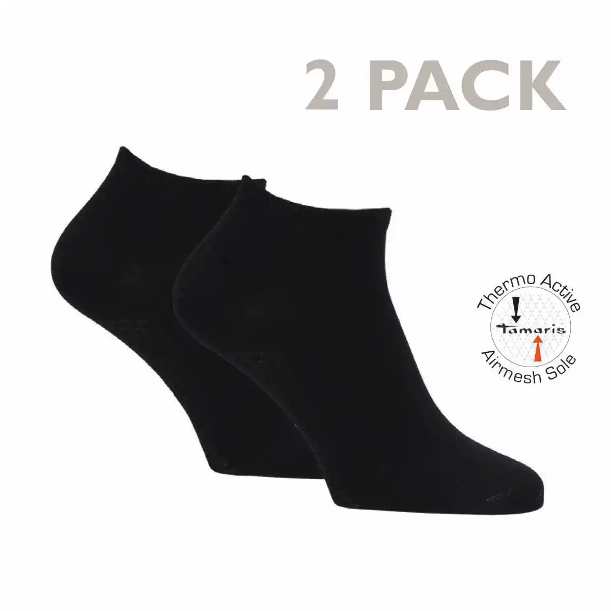 2 Paar Tamaris Bambus Viskose Sneaker Socken mit Thermo Active Airmesh Sohle