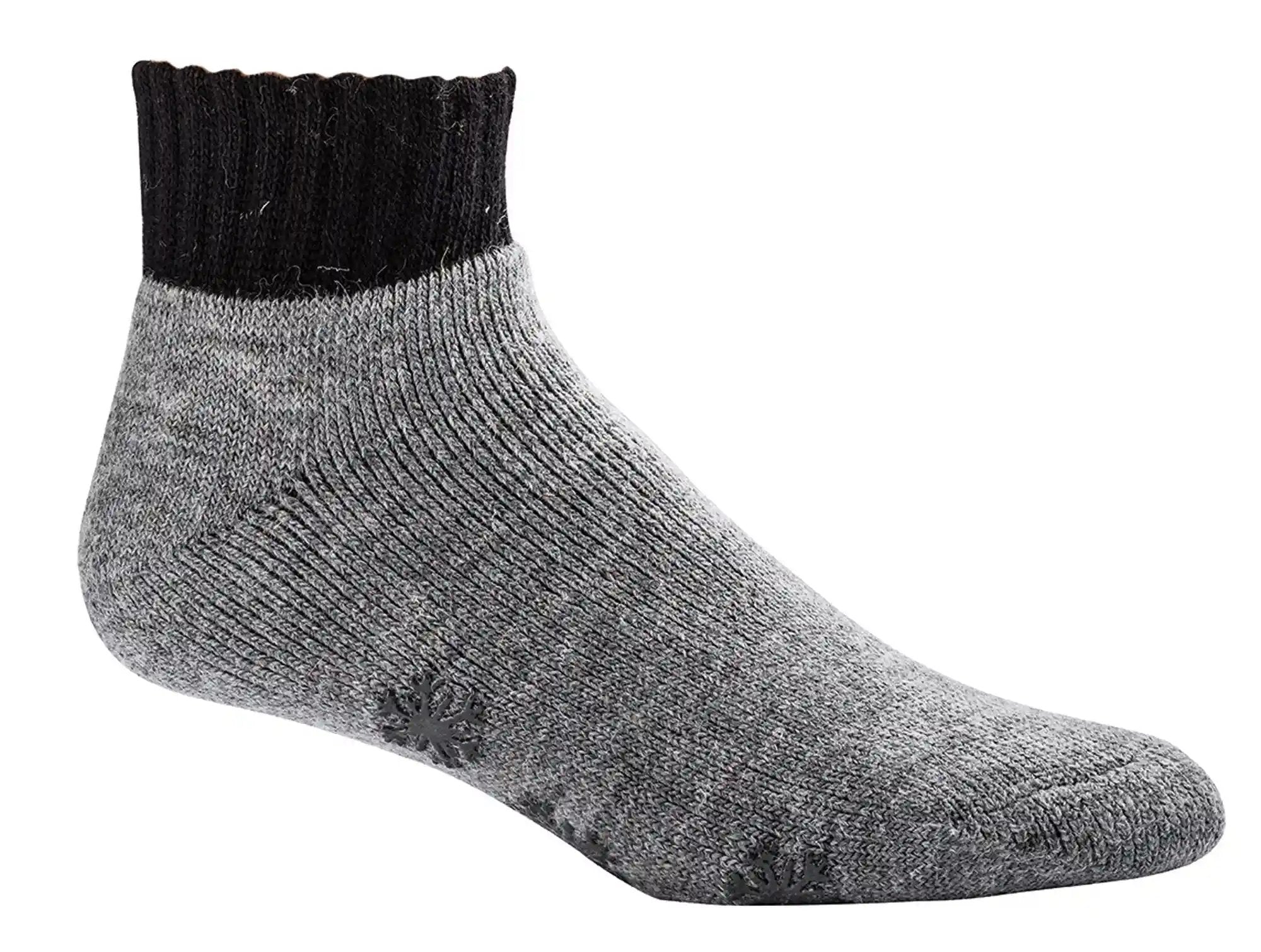 ABS Kurzsocken hellgrau mit Antirutsch Motiv Eiskristall, vollplüsch gefüttert und warm