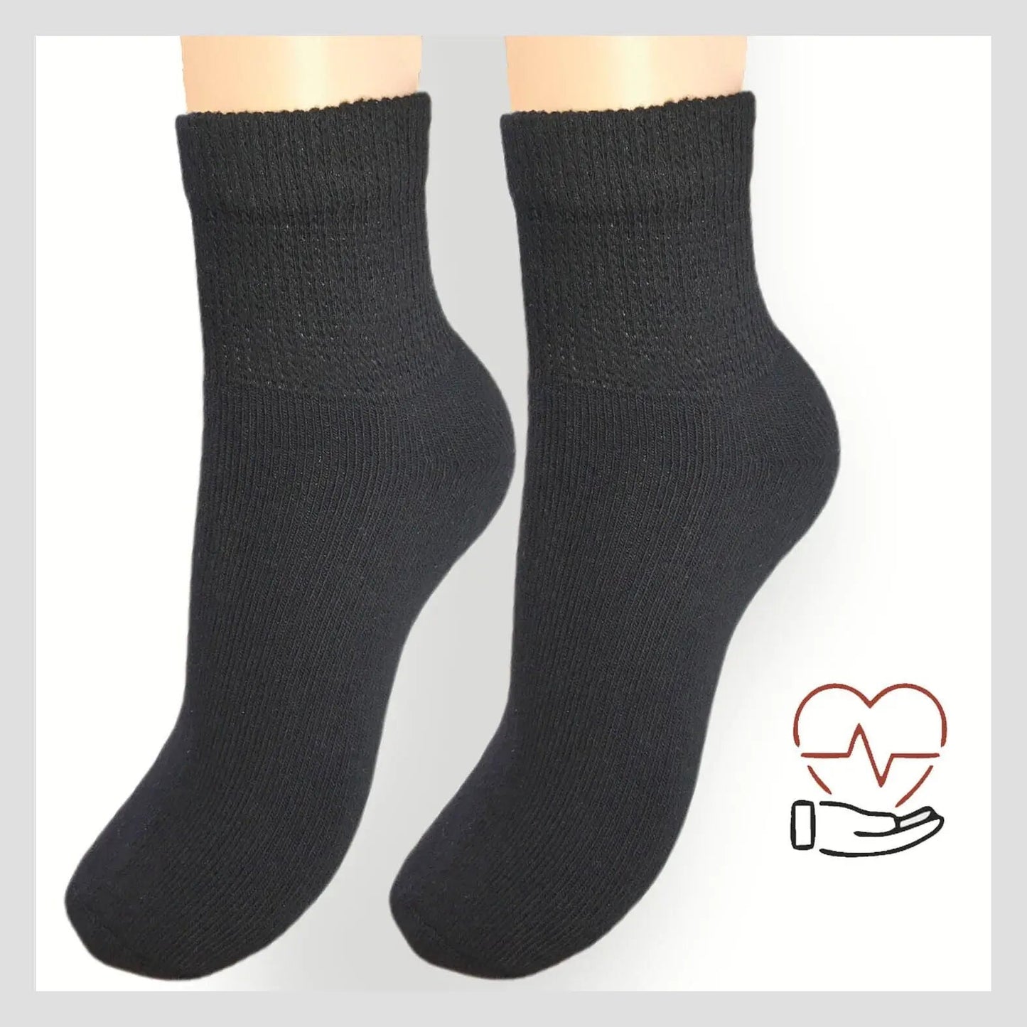 3 o 6 pares de calcetines cortos blancos o negros diseñados para diabéticos