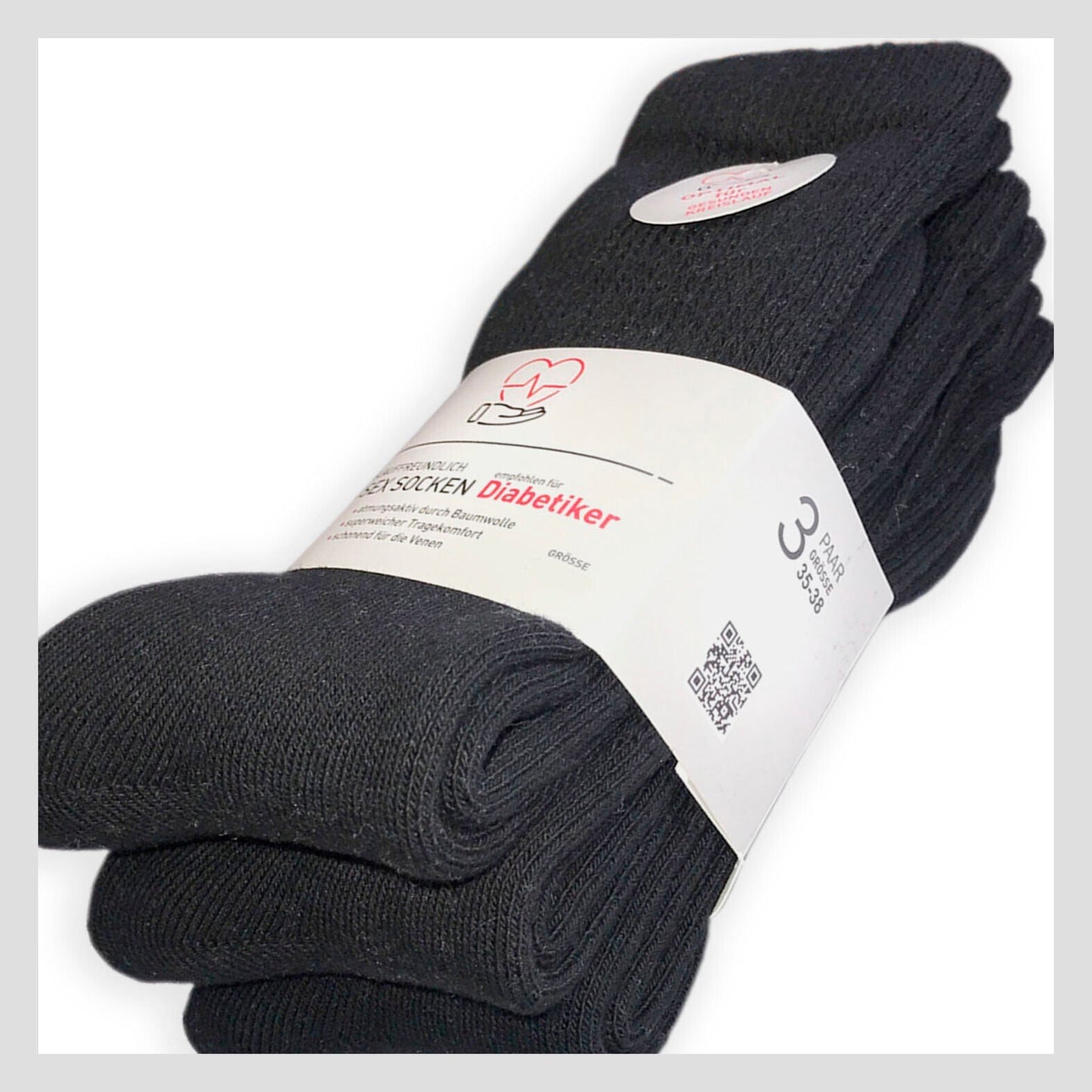 3 o 6 pares de calcetines normales blancos o negros diseñados para diabéticos