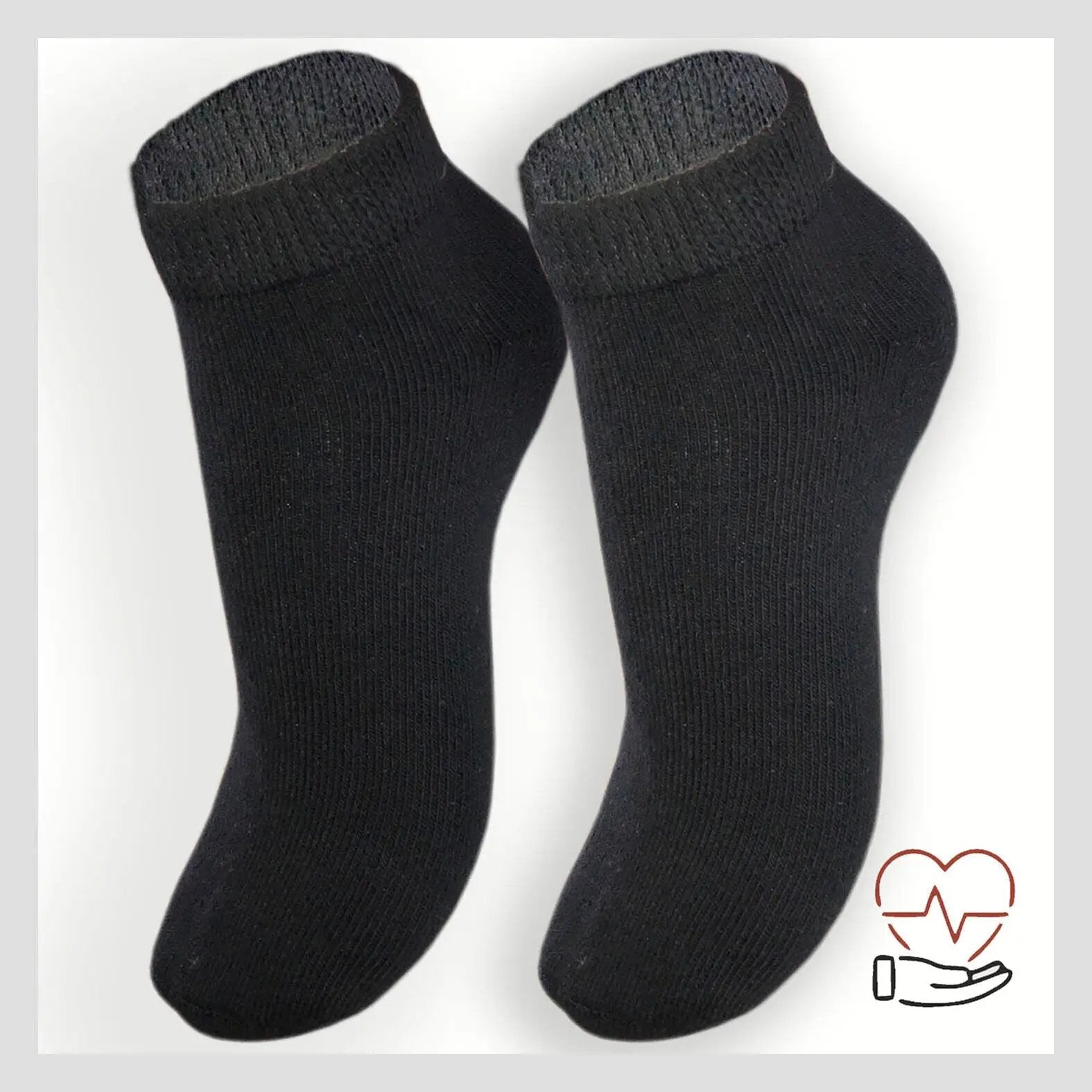 3 oder 6 Paar Diabetiker Sneakersocken in schwarz, gepolsterte Sohle mit Stoßdämpfung, atmungsaktive Baumwollmischung für sensible Füße, nahtlose Zehenpartie, in verschiedenen Größen erhältlich